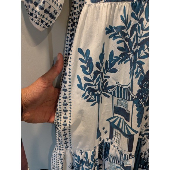 FARM Rio Ancient Garden‎ Midi Dress Women's Small Cotton Puff Sleeve Sz Medium - Picture 8 of 13